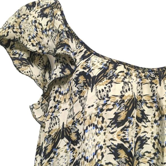 L'AGENCE Larice Flutter Sleeve Floral Silk Top XS - Picture 3 of 10